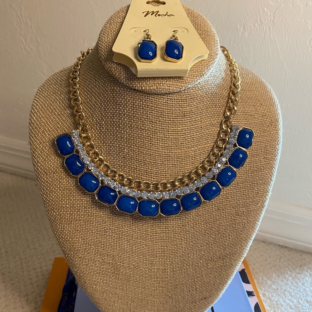 Mocha costume jewelry necklace and earrings set